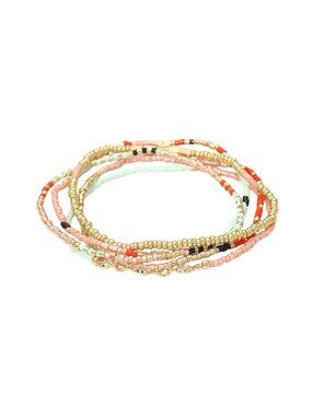 Tigerstars 5PCS – Multi Color Beaded Stretch Multi Layered Bracelets